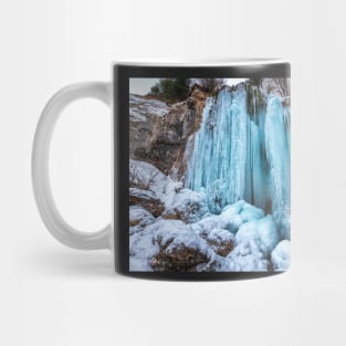 Frozen waterfall in the winter Mug